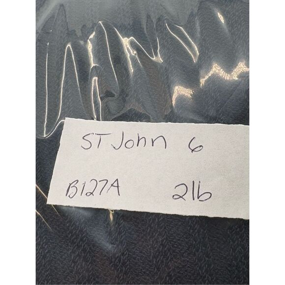 St. John Marie Gray Cardigan Sweater Women 6 Navy Blue Gold Buttons Nautical‎ - Picture 10 of 10